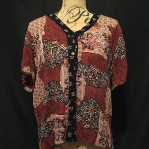 California Krush Maroon Floral Patterned Blouse